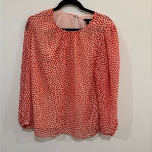 Ann Taylor Heart Print Long Sleeve Blouse